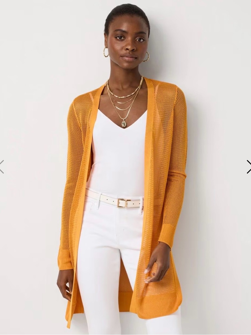 WHBM Open Stitch Longline Cardigan, Size Small, Color:  Sundream